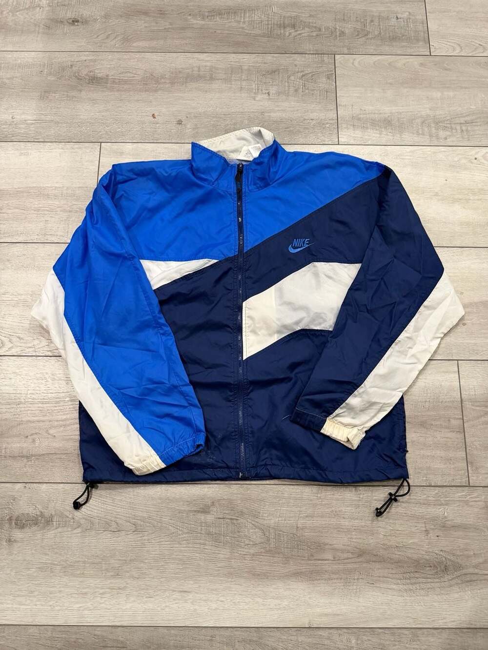 90s Vintage Nike Full Zip Colorblock Windbreaker Jacket Blue White Navy